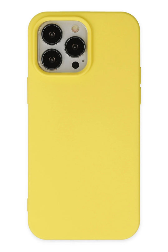 iPhone 14 Pro Max Nano içi Kadife Silikon Kılıf - Sarı