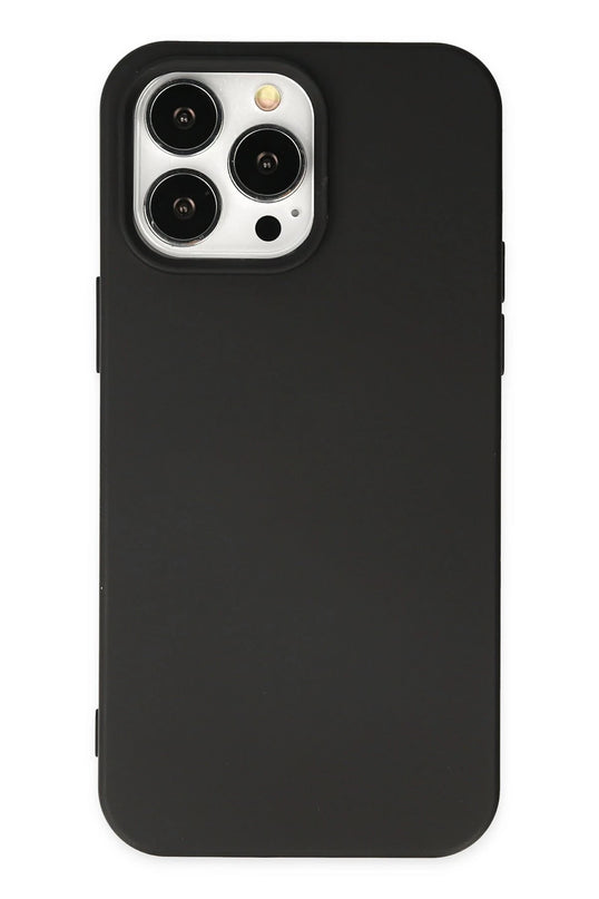 iPhone 14 Pro Max Nano içi Kadife Silikon Kılıf - Siyah