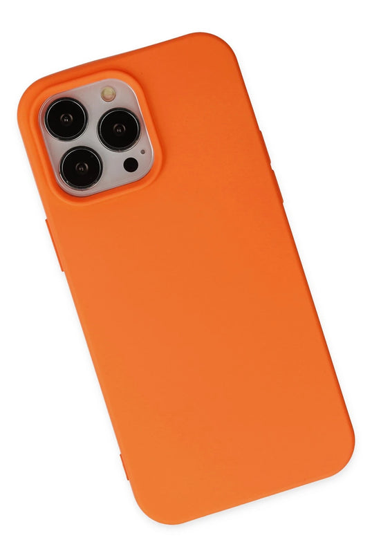 iPhone 14 Pro Max Nano içi Kadife Silikon Kılıf - Turuncu 3