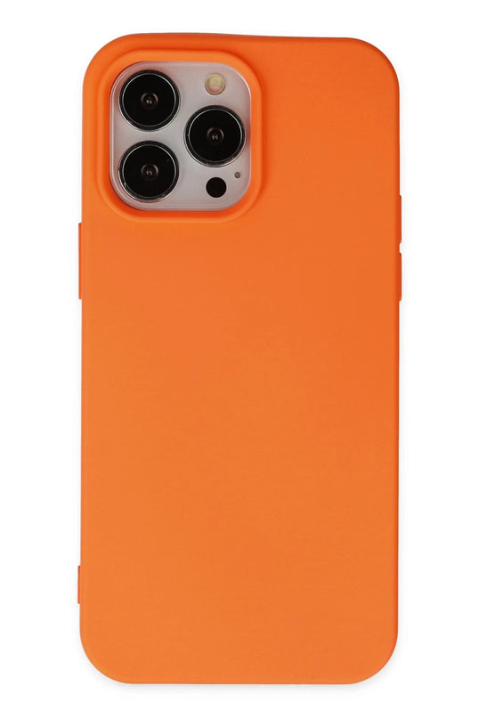 iPhone 14 Pro Max Nano içi Kadife Silikon Kılıf - Turuncu