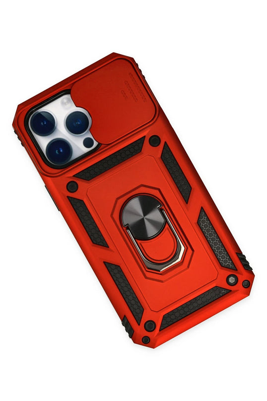 iPhone 14 Pro Max Pars Lens Yüzüklü Silikon Kılıf - Kırmızı 3