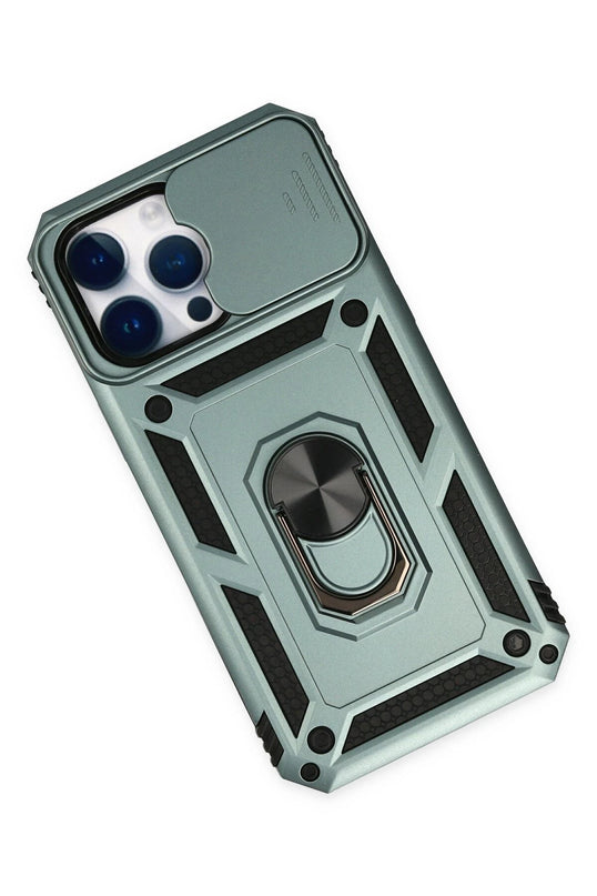iPhone 14 Pro Max Pars Lens Yüzüklü Silikon Kılıf - Yeşil 3