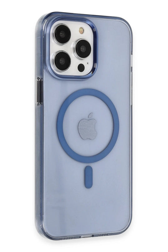 iPhone 14 Pro Max Tron Şeffaf Magsafe Kapak Kılıf - Mavi