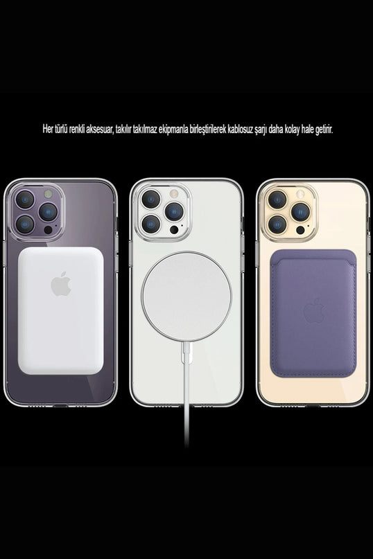 iPhone 14 Pro Max Tron Şeffaf Magsafe Kapak Kılıf - Şeffaf 10