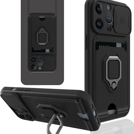 iPhone 14 Pro Max Zuma Kartvizitli Yüzüklü Silikon Kılıf - Siyah