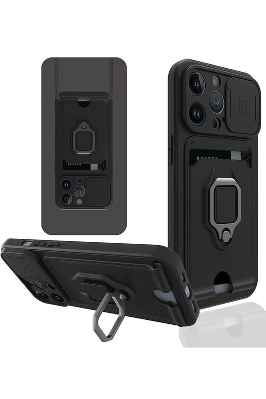 iPhone 14 Pro Max Zuma Kartvizitli Yüzüklü Silikon Kılıf - Siyah