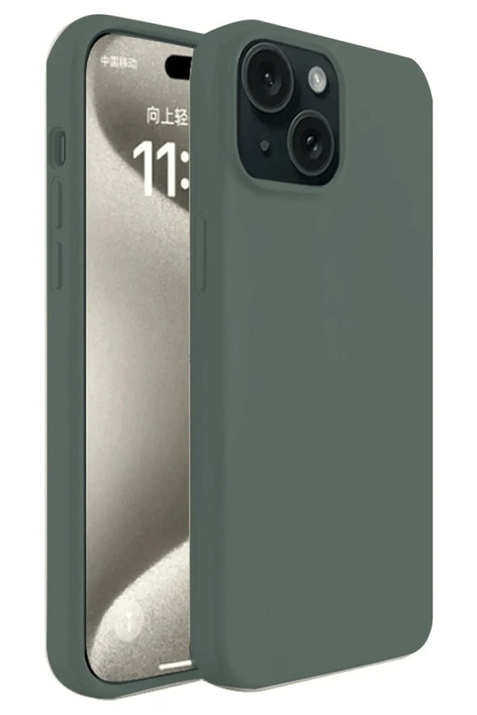 iPhone 15 First Silikon Kılıf - Koyu Yeşil