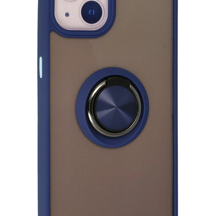 iPhone 15 Montreal Yüzüklü Silikon Kapak Kılıf - Lacivert 3