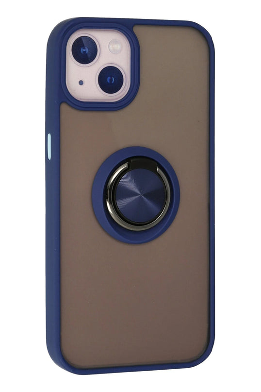 iPhone 15 Montreal Yüzüklü Silikon Kapak Kılıf - Lacivert 3
