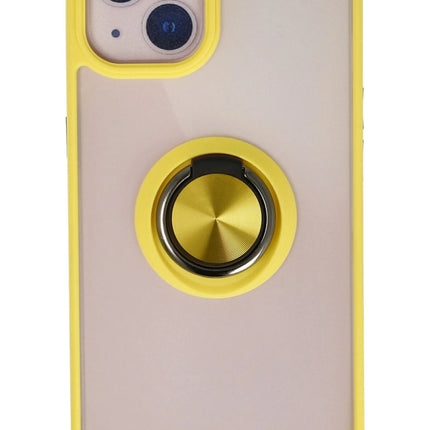 iPhone 15 Montreal Yüzüklü Silikon Kapak Kılıf - Sarı