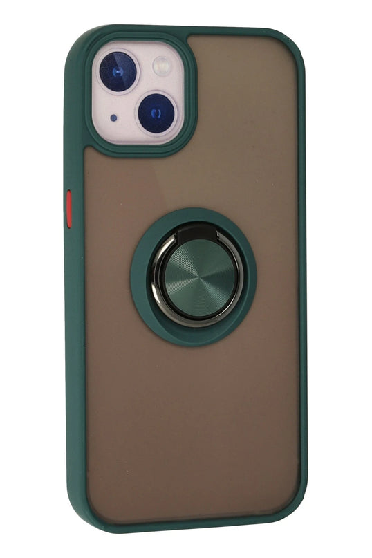 iPhone 15 Montreal Yüzüklü Silikon Kapak Kılıf - Yeşil 3