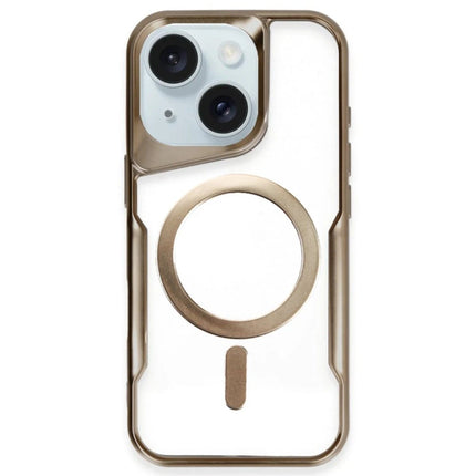 iPhone 15 Plus Boyi Magsafe Silikon Kapak Kılıf - Kahverengi