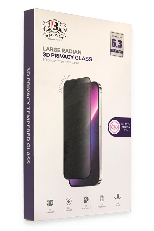 iPhone 15 Pro Bilvis 3D Radian Hayalet Cam Ekran Koruyucu