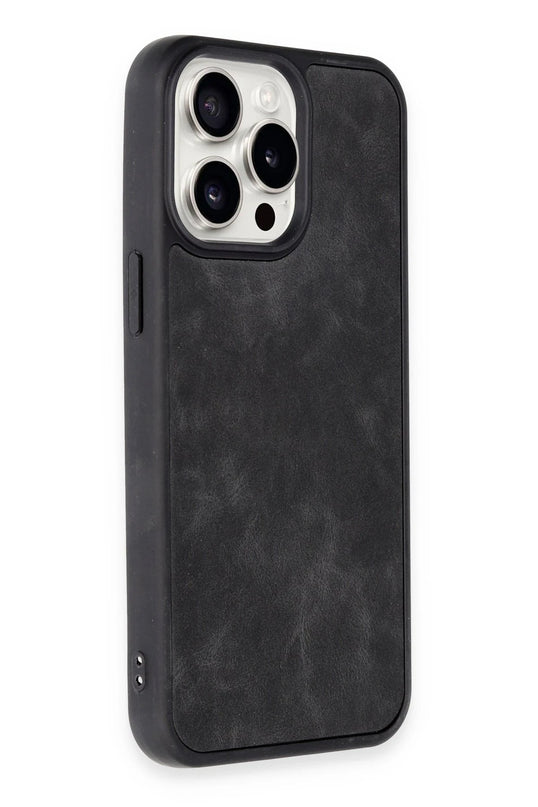 iPhone 15 Pro Aras Deri Kapak Kılıf - Siyah 2