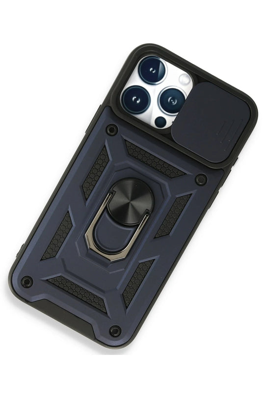 iPhone 15 Pro Pars Lens Yüzüklü Silikon Kılıf - Lacivert 2