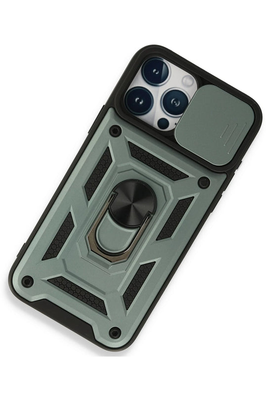 iPhone 15 Pro Pars Lens Yüzüklü Silikon Kılıf - Yeşil 2