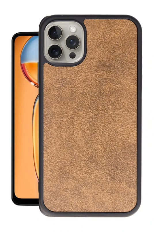 iPhone 15 Pro Max Aras Deri Kapak Kılıf - Taba