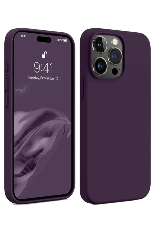 iPhone 15 Pro Max First Silikon Kılıf - Mürdüm