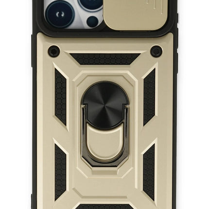 iPhone 15 Pro Max Pars Lens Yüzüklü Silikon Kılıf - Gold