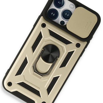 iPhone 15 Pro Max Pars Lens Yüzüklü Silikon Kılıf - Gold 2
