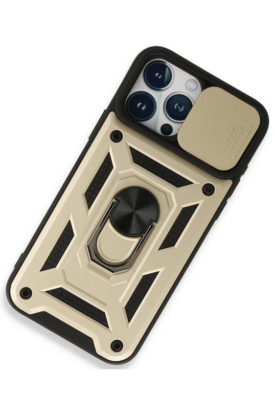 iPhone 15 Pro Max Pars Lens Yüzüklü Silikon Kılıf - Gold 2