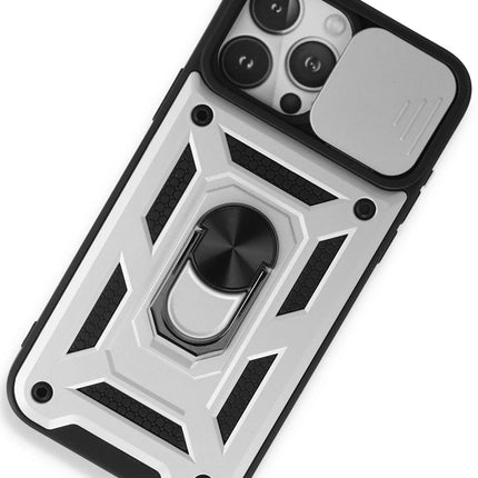 iPhone 15 Pro Max Pars Lens Yüzüklü Silikon Kılıf - Gümüş 2