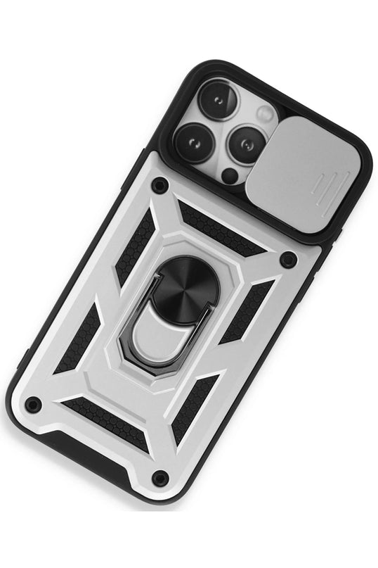 iPhone 15 Pro Max Pars Lens Yüzüklü Silikon Kılıf - Gümüş 2