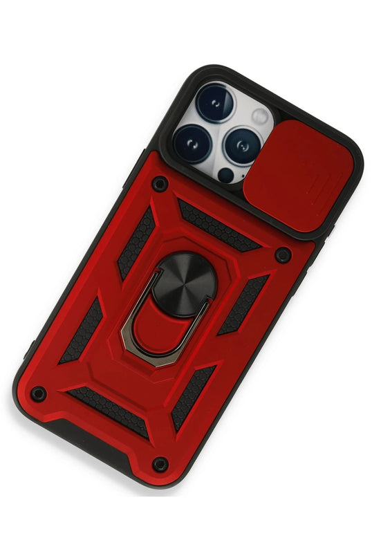 iPhone 15 Pro Max Pars Lens Yüzüklü Silikon Kılıf - Kırmızı 2