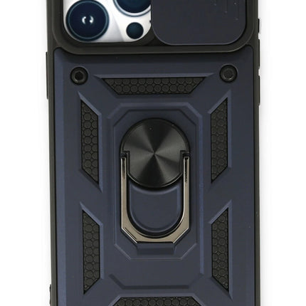 iPhone 15 Pro Max Pars Lens Yüzüklü Silikon Kılıf - Lacivert