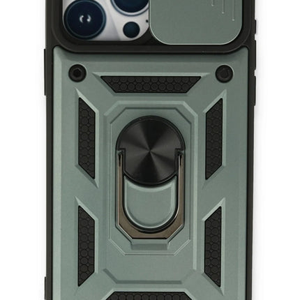 iPhone 15 Pro Max Pars Lens Yüzüklü Silikon Kılıf - Yeşil