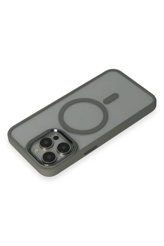 iPhone 15 Pro Max Room Magneticsafe Silikon Kılıf - Gri 3