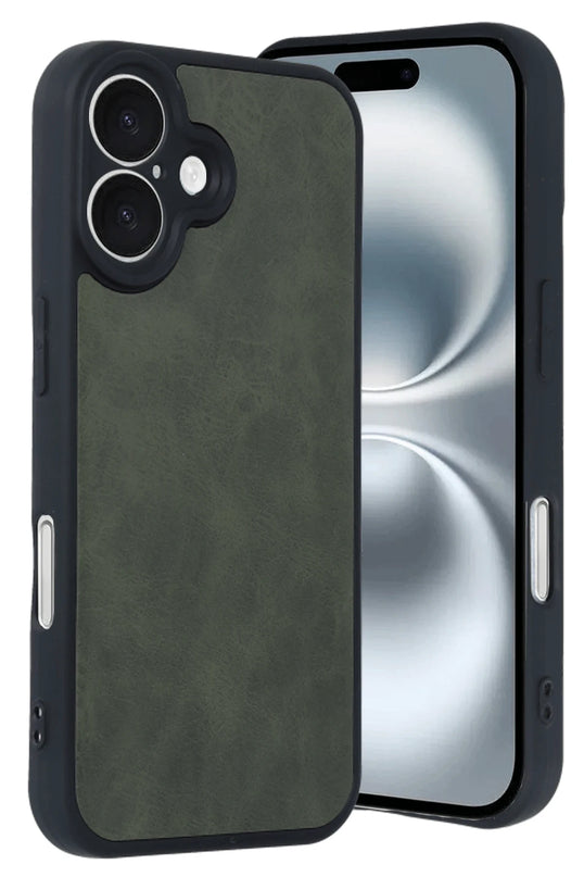 iPhone 16 Aras Deri Kapak Kılıf - Koyu Yeşil