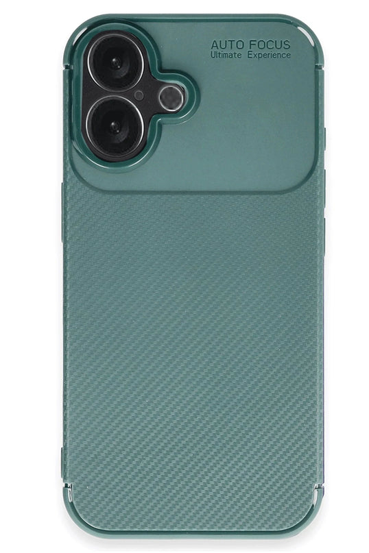 iPhone 16 Auto Focus Karbon Kapak Kılıf - Koyu Yeşil 4