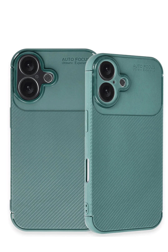 iPhone 16 Auto Focus Karbon Kapak Kılıf - Koyu Yeşil 3