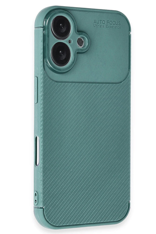 iPhone 16 Auto Focus Karbon Kapak Kılıf - Koyu Yeşil 2