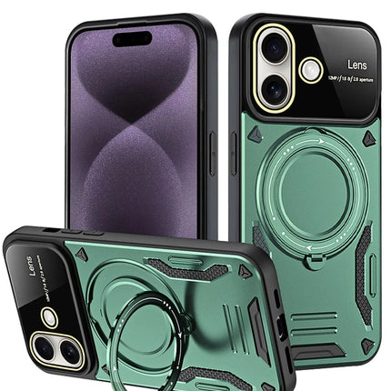 iPhone 16 Joy Lens Standlı Kapak Kılıf - Koyu Yeşil