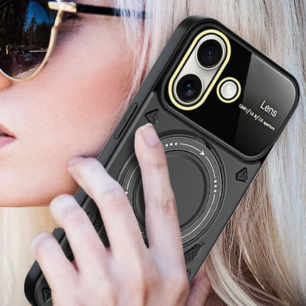 iPhone 16 Joy Lens Standlı Kapak Kılıf - Koyu Yeşil 4