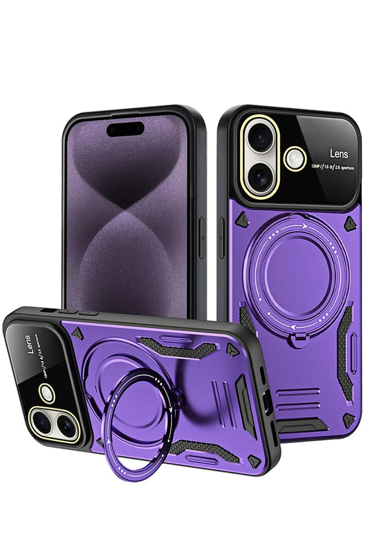 iPhone 16 Joy Lens Standlı Kapak Kılıf - Mor