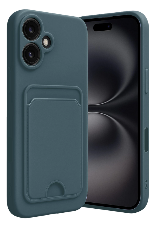 iPhone 16 Kelvin Kartvizitli Silikon Kılıf - Koyu Yeşil