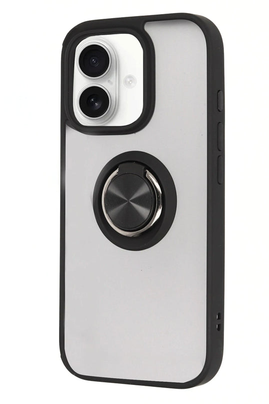 iPhone 16 Montreal Yüzüklü Silikon Kapak Kılıf - Siyah 2