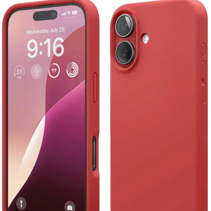 iPhone 16 Nano içi Kadife Silikon Kılıf - Kırmızı