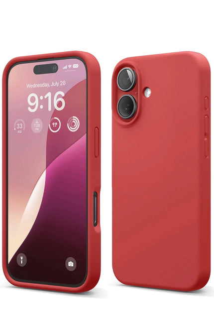 iPhone 16 Nano içi Kadife Silikon Kılıf - Kırmızı