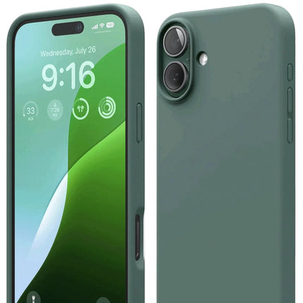 iPhone 16 Nano içi Kadife Silikon Kılıf - Koyu Yeşil