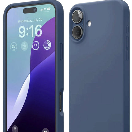 iPhone 16 Nano içi Kadife Silikon Kılıf - Lacivert