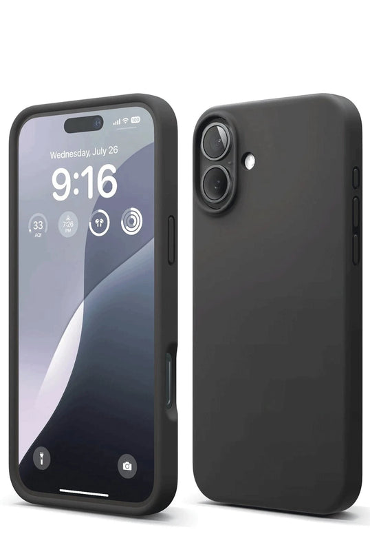 iPhone 16 Nano içi Kadife Silikon Kılıf - Siyah
