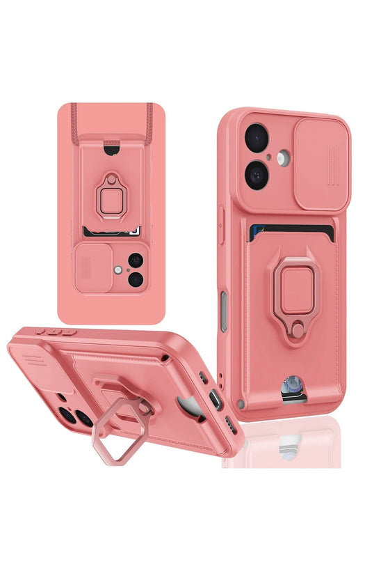 iPhone 16 Zuma Kartvizitli Yüzüklü Silikon Kılıf - Pembe