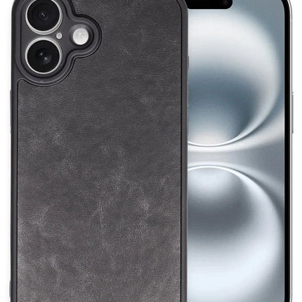 iPhone 16 Plus Aras Deri Kapak Kılıf - Siyah