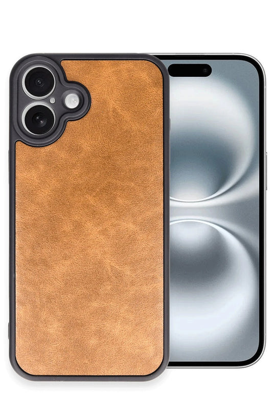 iPhone 16 Plus Aras Deri Kapak Kılıf - Taba