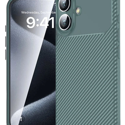 iPhone 16 Plus Auto Focus Karbon Kapak Kılıf - Koyu Yeşil
