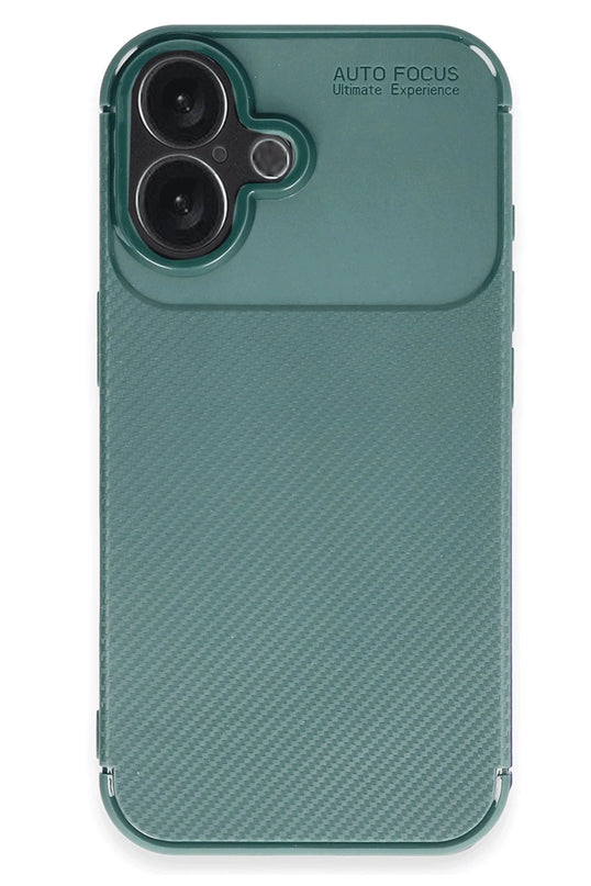 iPhone 16 Plus Auto Focus Karbon Kapak Kılıf - Koyu Yeşil 4